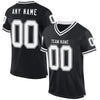 Custom Black White Mesh Authentic Throwback Football Jersey