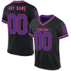 Custom Black Purple-Pink Mesh Authentic Throwback Football Jersey