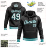 Custom Stitched Black White-Teal Sports Pullover Sweatshirt Hoodie