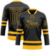 Custom Black Gold Hockey Lace Neck Jersey