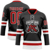 Custom Black Red-White Hockey Lace Neck Jersey