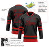 Custom Black Red Hockey Lace Neck Jersey