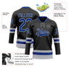 Custom Black Royal-Gray Hockey Lace Neck Jersey