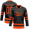 Custom Black Orange Hockey Lace Neck Jersey