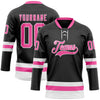 Custom Black Pink-White Hockey Lace Neck Jersey