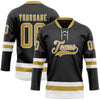 Custom Black Old Gold-White Hockey Lace Neck Jersey