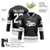 Custom Black White-Gray Hockey Lace Neck Jersey