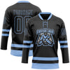 Custom Black Light Blue Hockey Lace Neck Jersey