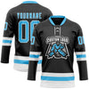 Custom Black Sky Blue-White Hockey Lace Neck Jersey