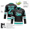 Custom Black Aqua-White Hockey Lace Neck Jersey