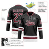 Custom Black Burgundy-White Hockey Lace Neck Jersey