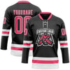 Custom Black Neon Pink-White Hockey Lace Neck Jersey