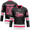 Custom Black Neon Pink-White Hockey Lace Neck Jersey