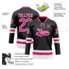 Custom Black Hot Pink-White Hockey Lace Neck Jersey