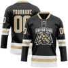 Custom Black Vegas Gold-White Hockey Lace Neck Jersey