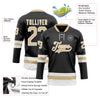 Custom Black Vegas Gold-White Hockey Lace Neck Jersey