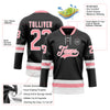 Custom Black Medium Pink-White Hockey Lace Neck Jersey