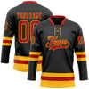 Custom Black Red-Gold Hockey Lace Neck Jersey