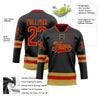 Custom Black Red-Old Gold Hockey Lace Neck Jersey