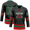 Custom Black Kelly Green-Red Hockey Lace Neck Jersey