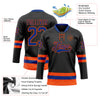 Custom Black Royal-Orange Hockey Lace Neck Jersey