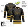 Custom Black Old Gold Hockey Lace Neck Jersey