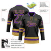 Custom Black Purple-Old Gold Hockey Lace Neck Jersey