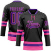 Custom Black Purple-Pink Hockey Lace Neck Jersey