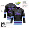 Custom Black Purple-Light Blue Hockey Lace Neck Jersey