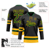 Custom Black Green-Gold Hockey Lace Neck Jersey