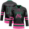 Custom Black Kelly Green-Pink Hockey Lace Neck Jersey