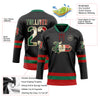 Custom Black Vintage Mexican Flag Cream Red-Kelly Green Hockey Lace Neck Jersey