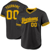 Custom Black Gold Authentic Throwback Baseball Jersey