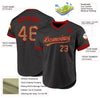 Custom Black Camo-Red Authentic Throwback Baseball Jersey