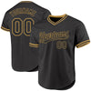 Custom Black Old Gold Authentic Throwback Baseball Jersey