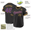 Custom Black Purple-Old Gold Authentic Throwback Baseball Jersey