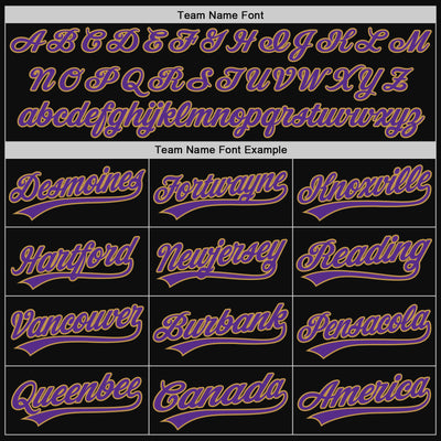 Custom Black Purple-Old Gold Authentic Throwback Baseball Jersey