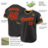 Custom Black Red-Old Gold Authentic Throwback Baseball Jersey