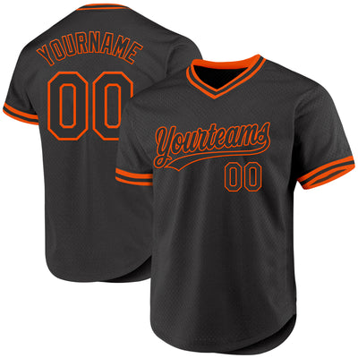 Custom Black Orange Authentic Throwback Baseball Jersey