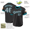 Custom Black Gray-Teal Authentic Throwback Baseball Jersey