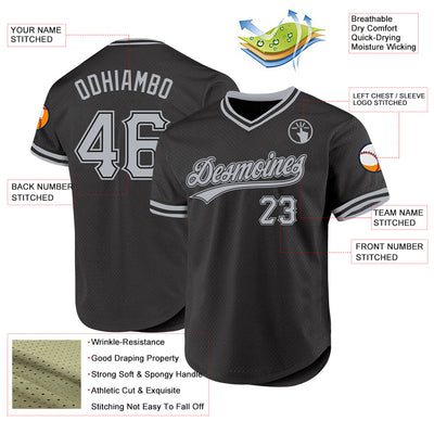 Custom Black Gray Authentic Throwback Baseball Jersey