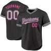 Custom Black Gray-Pink Authentic Throwback Baseball Jersey