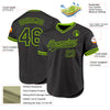 Custom Black Neon Green Authentic Throwback Baseball Jersey