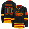 Custom Black Red-Gold Hockey Jersey