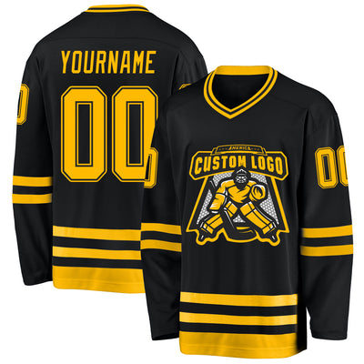 Custom Black Gold Hockey Jersey