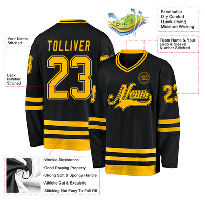 Custom Black Gold Hockey Jersey