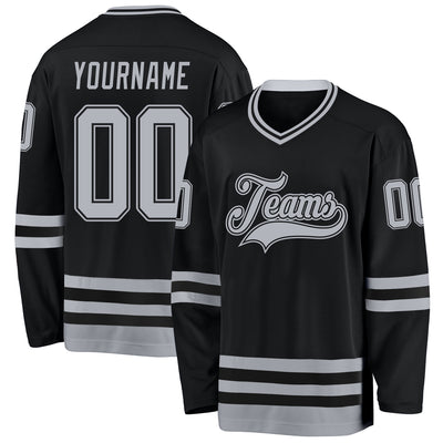 Custom Black Gray Hockey Jersey