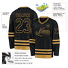 Custom Black Old Gold Hockey Jersey