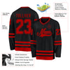 Custom Black Red Hockey Jersey