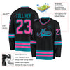 Custom Black Pink-Teal Hockey Jersey